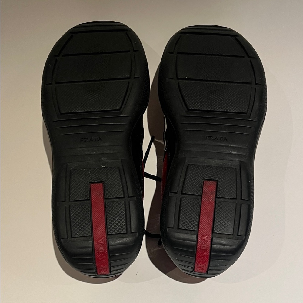 Prada Americas Cup Mesh and Patent Lace-Up Sneakers - Picture 9 of 16